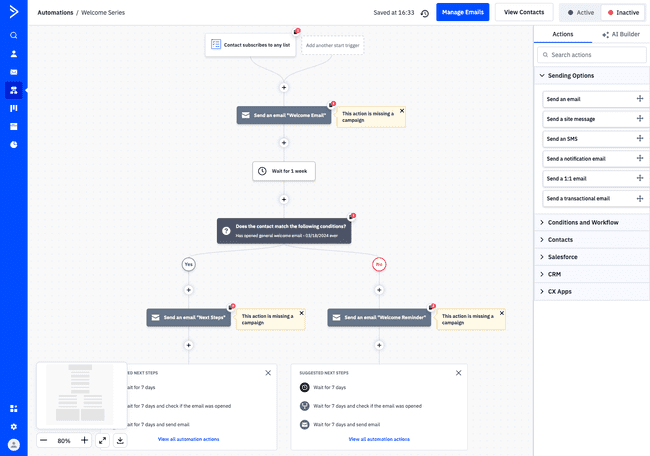 ActiveCampaign email marketing automation tool Welcome recipe