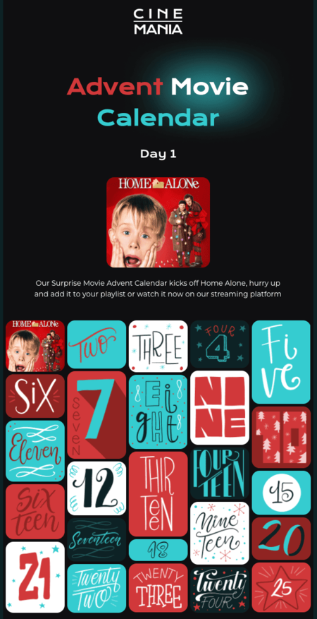 Advent calendar Christmas email template