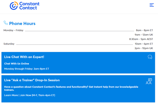 Atención al cliente de Constant Contact