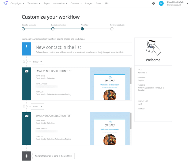 automatización del correo electrónico Mailjet Flujo de trabajo de bienvenida
