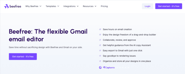 Beefree email editor builder template Gmail