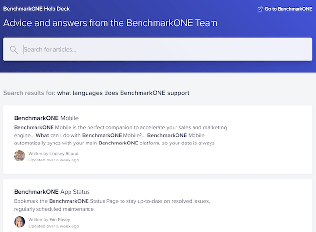 BenchmarkONE review customer support help center