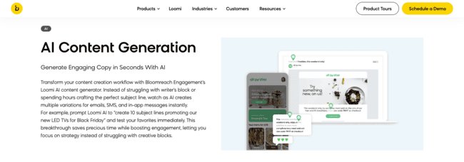 Bloomreach AI content generation marketing platform personalization