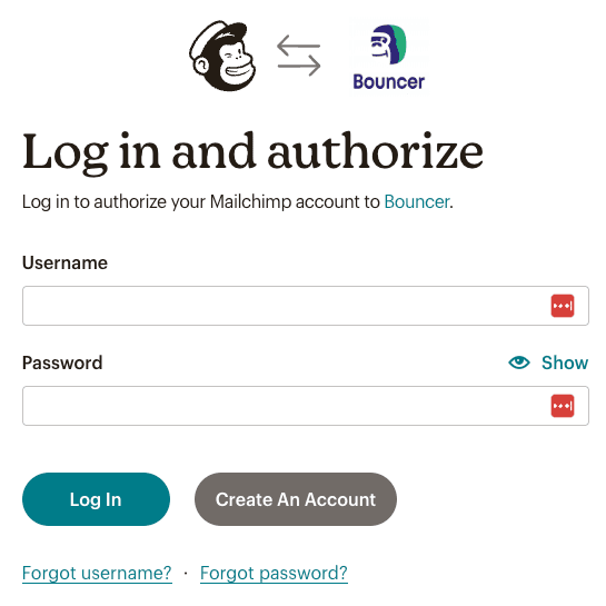 Bouncer Mailchimp integration login