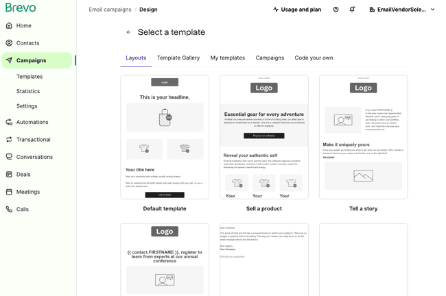 Brevo email templates layout