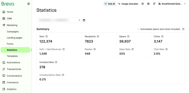 Brevo reporting and analytics options