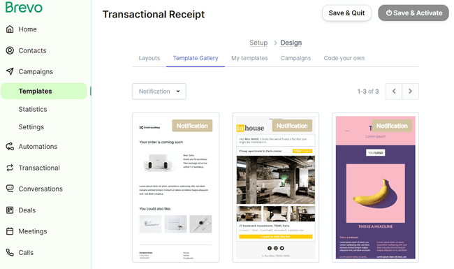 Brevo transactional email templates