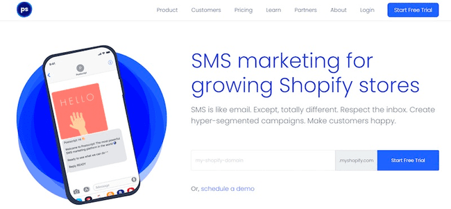 Captura de pantalla de la página web de Postscript