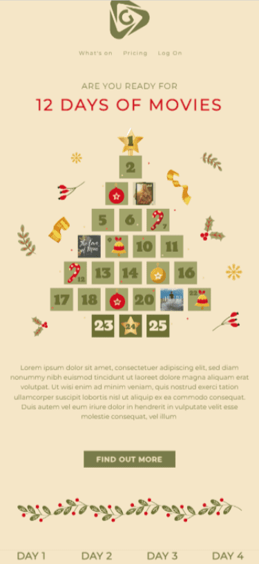 12 days of Christmas email template