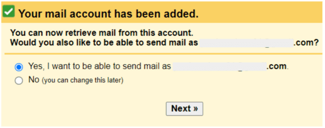 confirmation of sending from an existing professional email address in Gmail