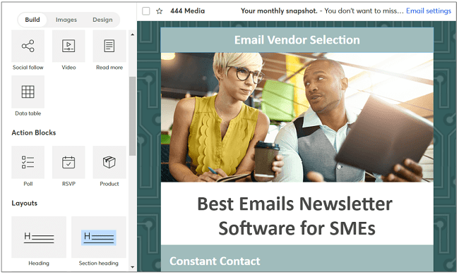 Constant Contact email newsletter editor