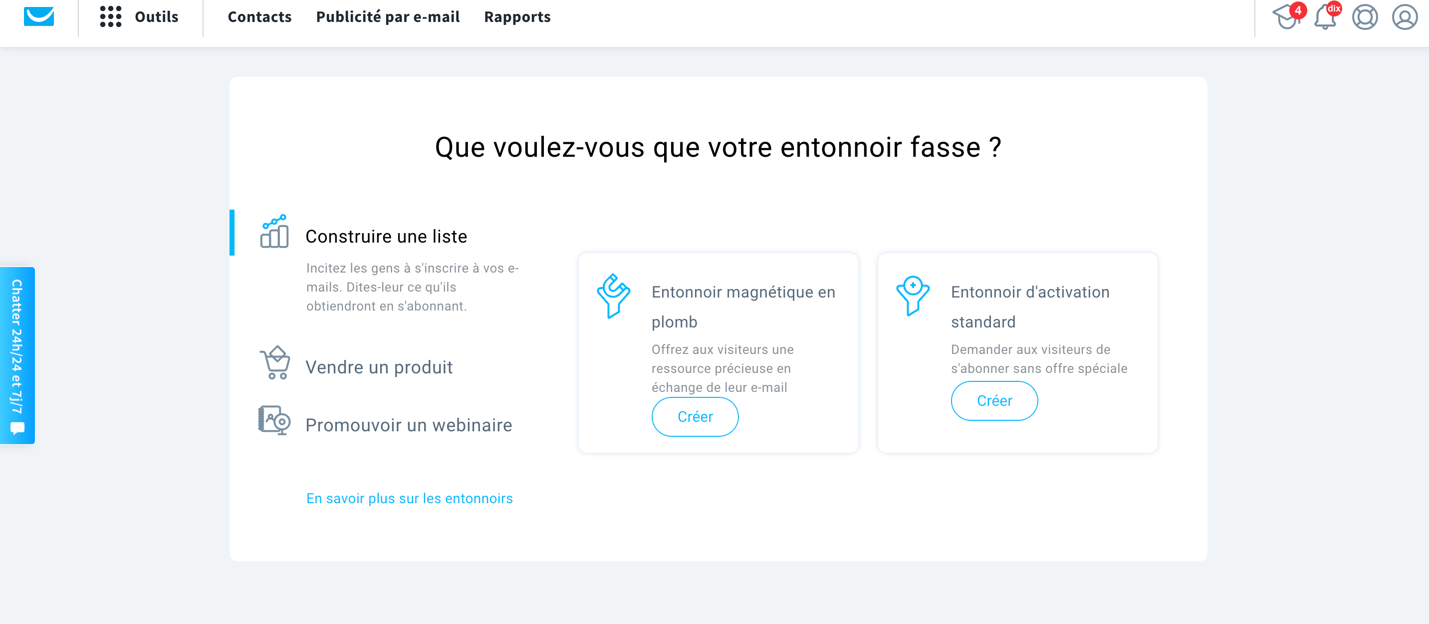 Constructeur d_entonnoir de la revue getresponse