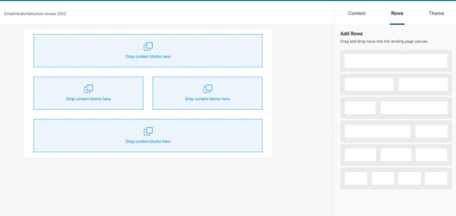 Content blocks in iContact landing page builder