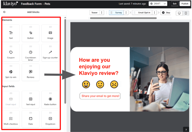 Creador de formularios de Klaviyo