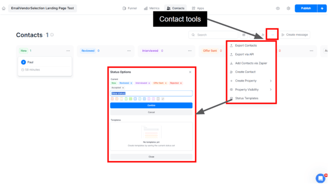 Creating a new CRM status in Perspective
