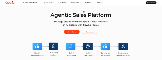 Creatio CRM sales automation marketing automation AI agents
