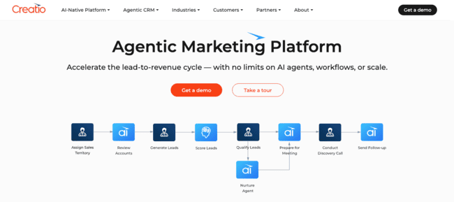 Creatio CRM with email marketing no-code workflow automation