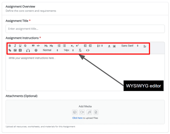 Editor de tareas de FreshLearn