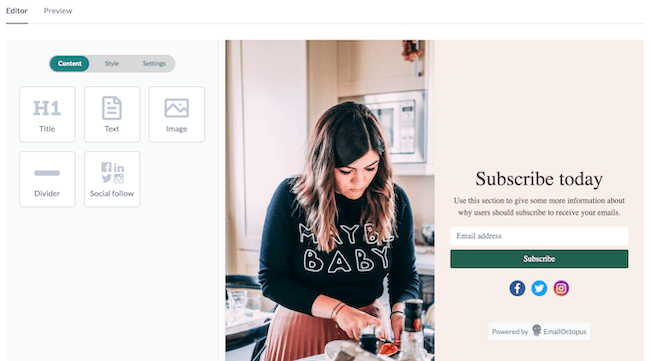 EmailOctopus : avis sur le créateur de pages d'atterrissage
