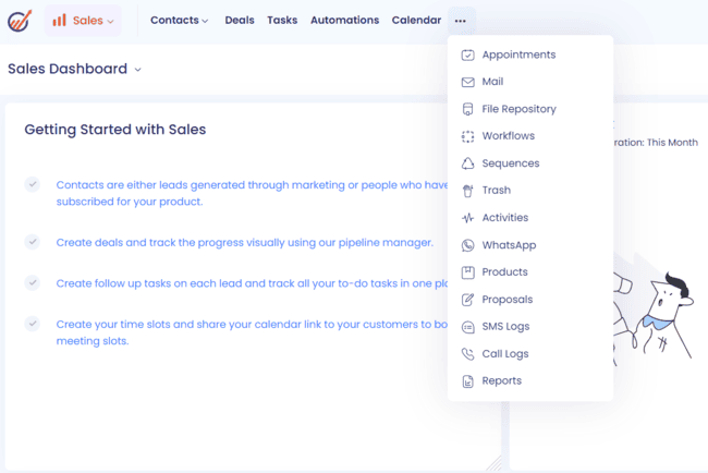 Engagebay sales process dashboard