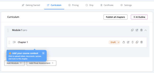 Esquema del plan de estudios de FreshLearn