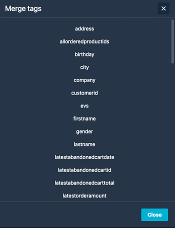 etiquetas de combinación de Mailup para la personalización de emails