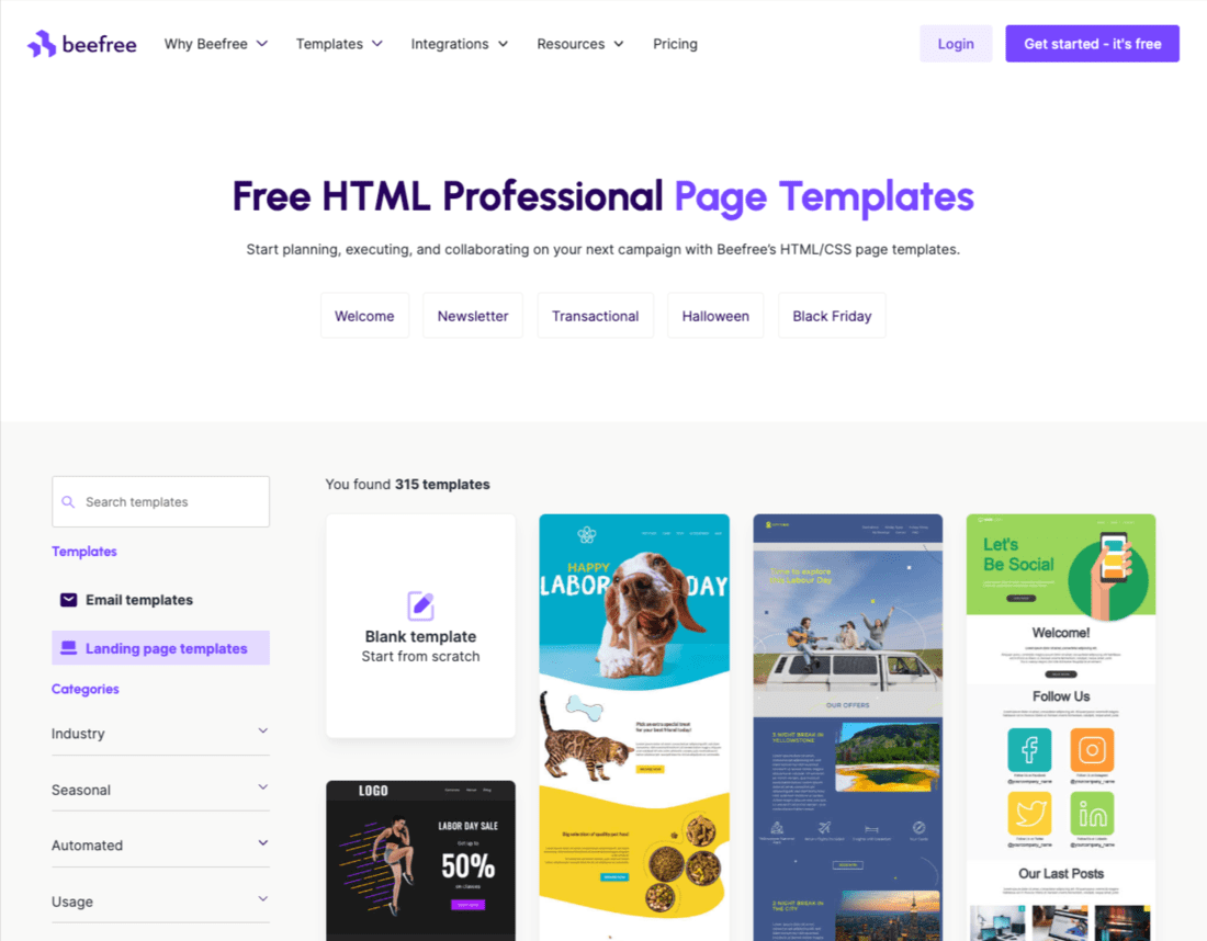 Beefree, info and compare BEE email builder and landing page editor