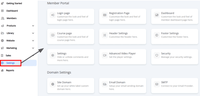 FreshLearn Member Portal settings