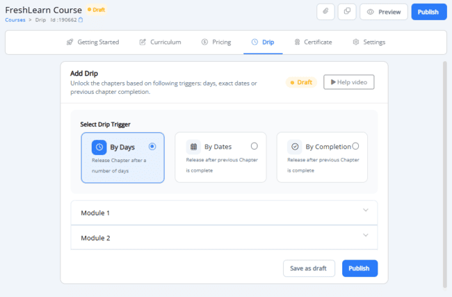 FreshLearn drip content