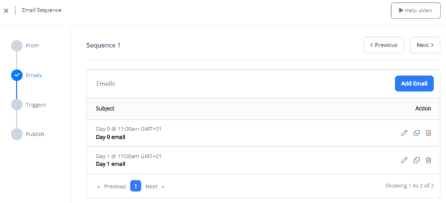 FreshLearn email sequence builder