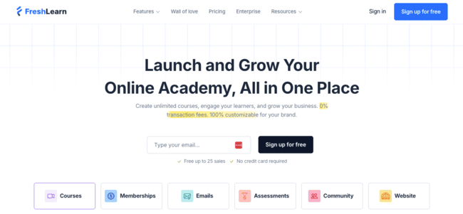 FreshLearn low cost online academy platform