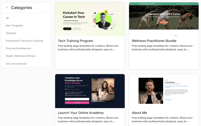 FreshLearn page templates