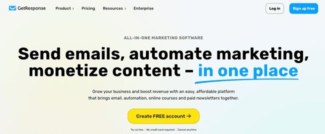 GetResponse email marketing tools for content creators