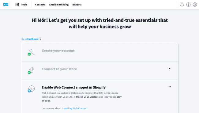 Getresponse email marketing automation platform for Shopify