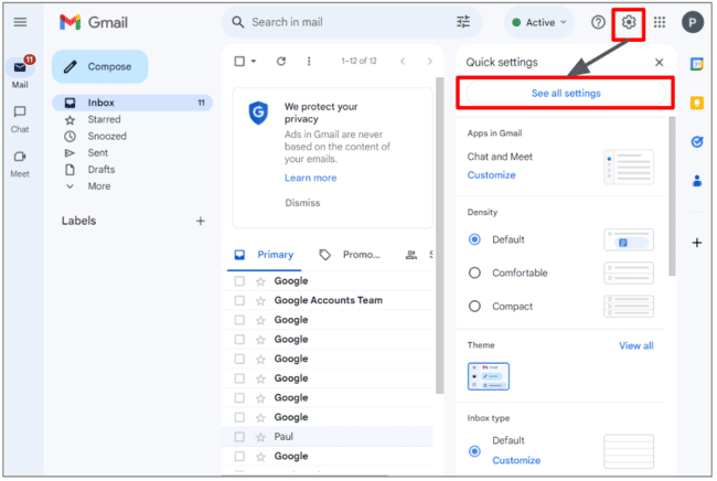 Gmail Account settings