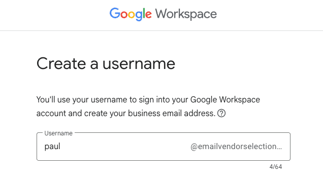 Google Workspace creating a username