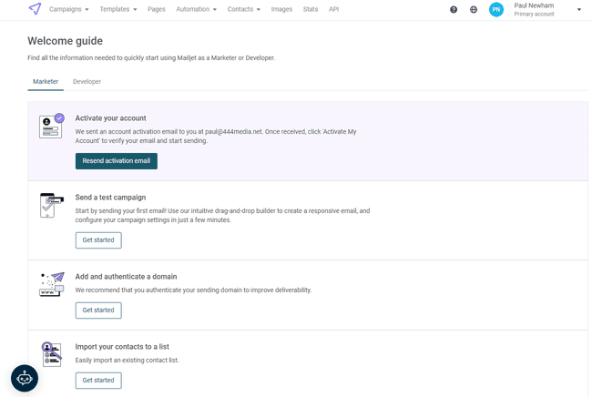 Guía de bienvenida de Mailjet