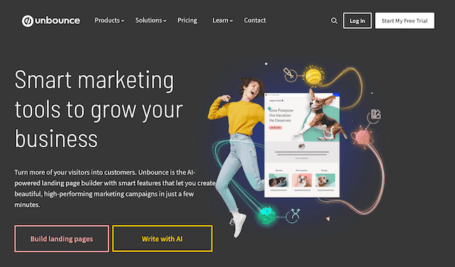 Herramienta de optimización de landing pages Unbounce