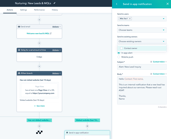 HubSpot nurturing lead automation workflow