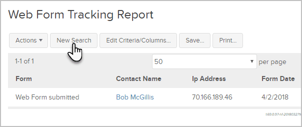 Keap web form tracking report