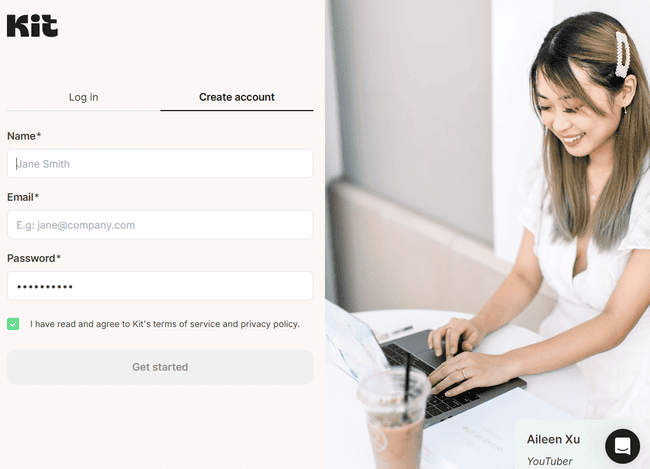 Kit sign-up page