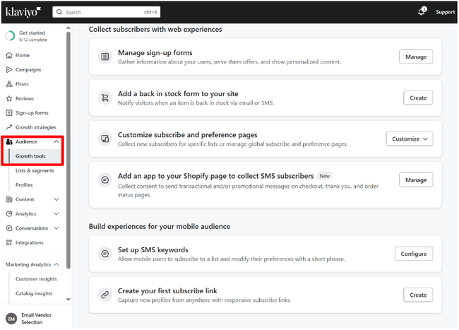 Klaviyo Growth Tools