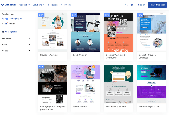 Landingi landing page templates