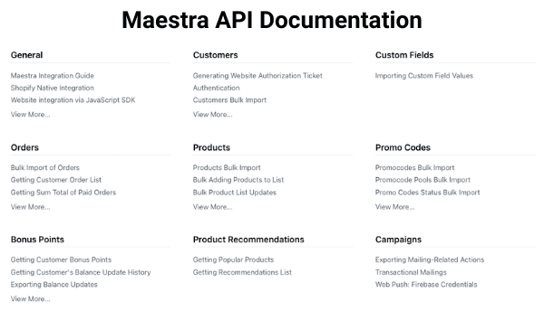 Maestra API documentation