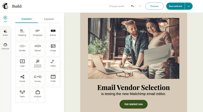 Mailchimp drag and drop email template editor html