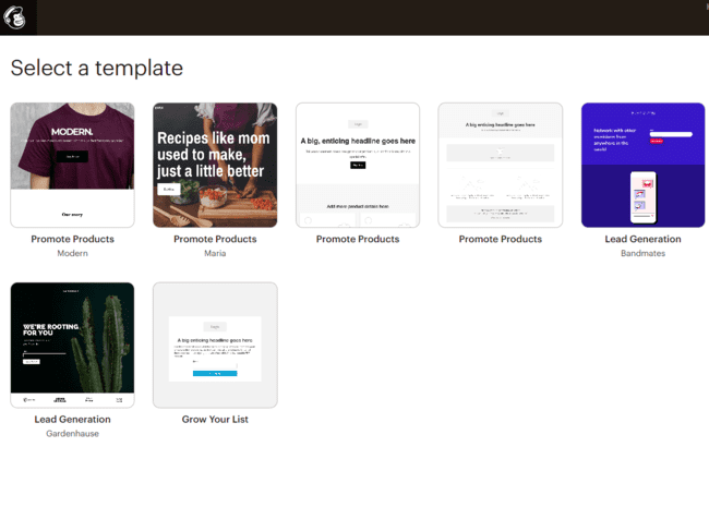 Mailchimp landing page templates