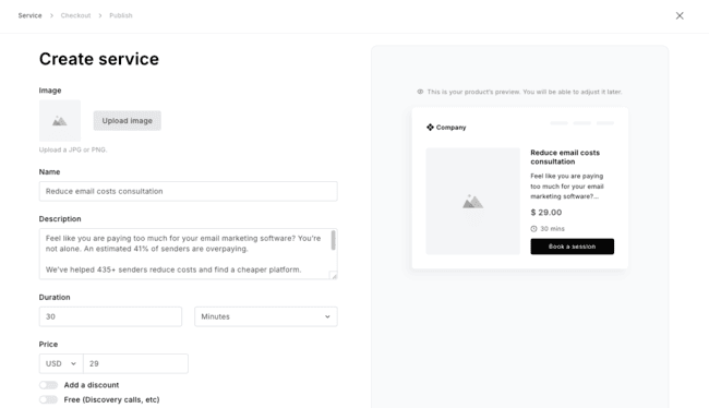 MailerLite Bookings setup for a paid or free appointment