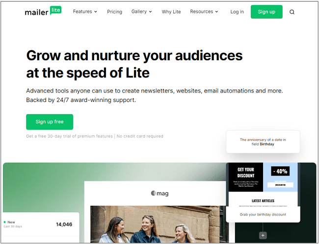 MailerLite best email newsletter software