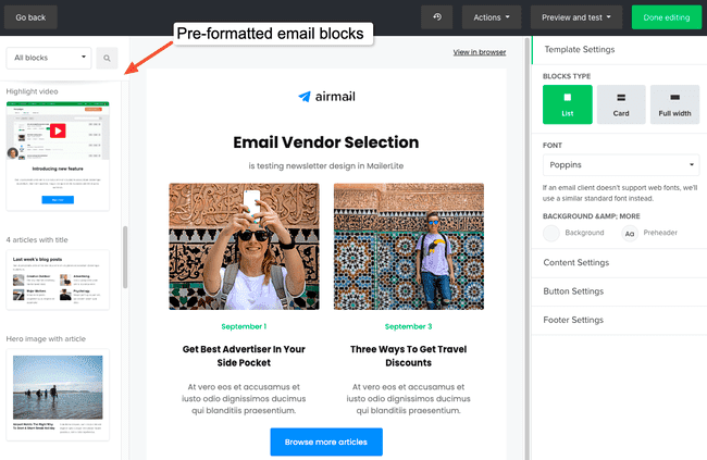 MailerLite mejor editor de newsletters