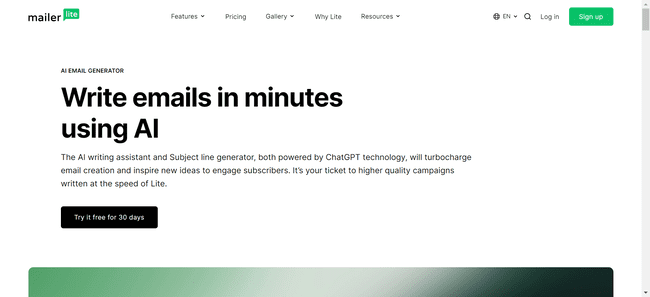 MailerLite simple email marketing software with AI email writing